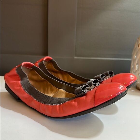 Ferragamo Elasticated Ballet Flats Shoes Sz 10M Made in Italy Coral - Picture 11 of 15